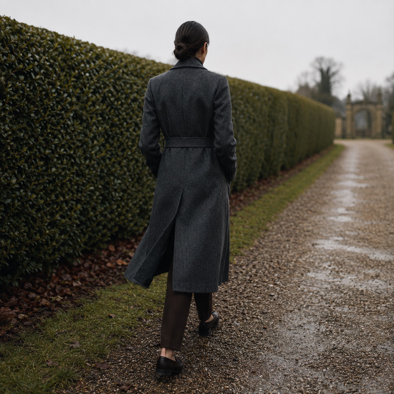 Fernhollow wool wrap coat — Wool Long Coats by MASO. worn by a model.