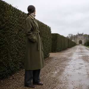 Windrush wool wrap coat — Wool Long Coats by MASO. worn by a model.