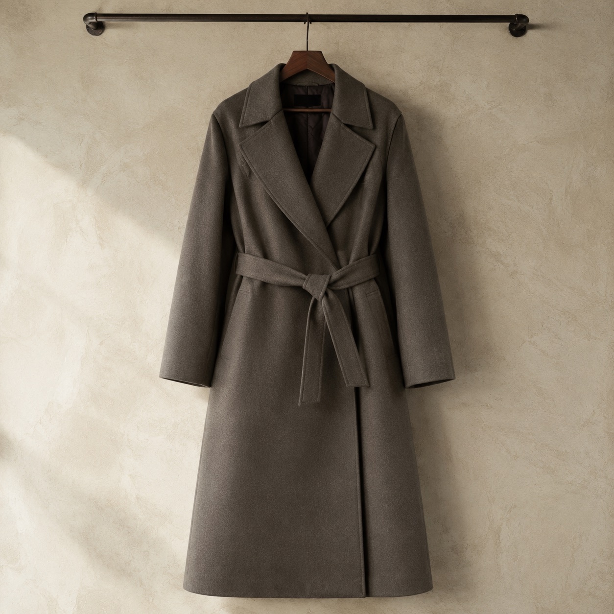 Thornleigh wool wrap coat — Wool Long Coats by MASO. product photograph on a white background.