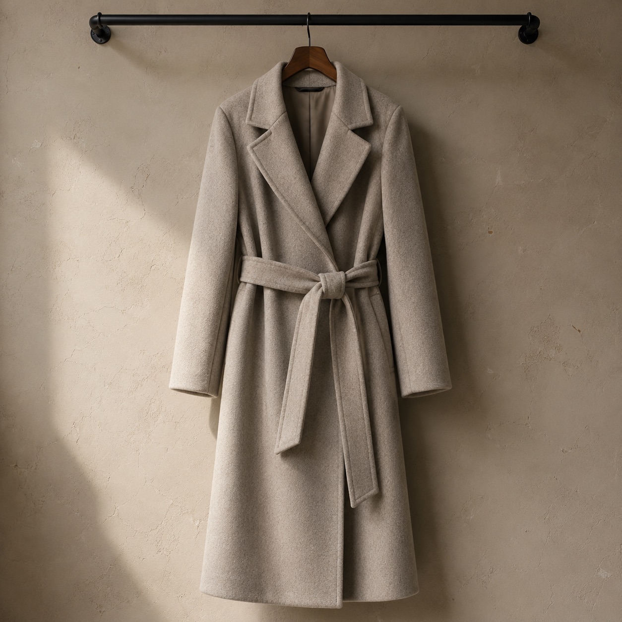 Marlowe wool wrap coat — Wool Long Coats by MASO. product photograph on a white background.