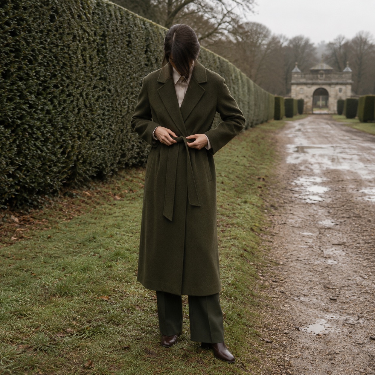 Ashcombe single-breasted midi coat — Wool Long Coats by MASO. worn by a model.