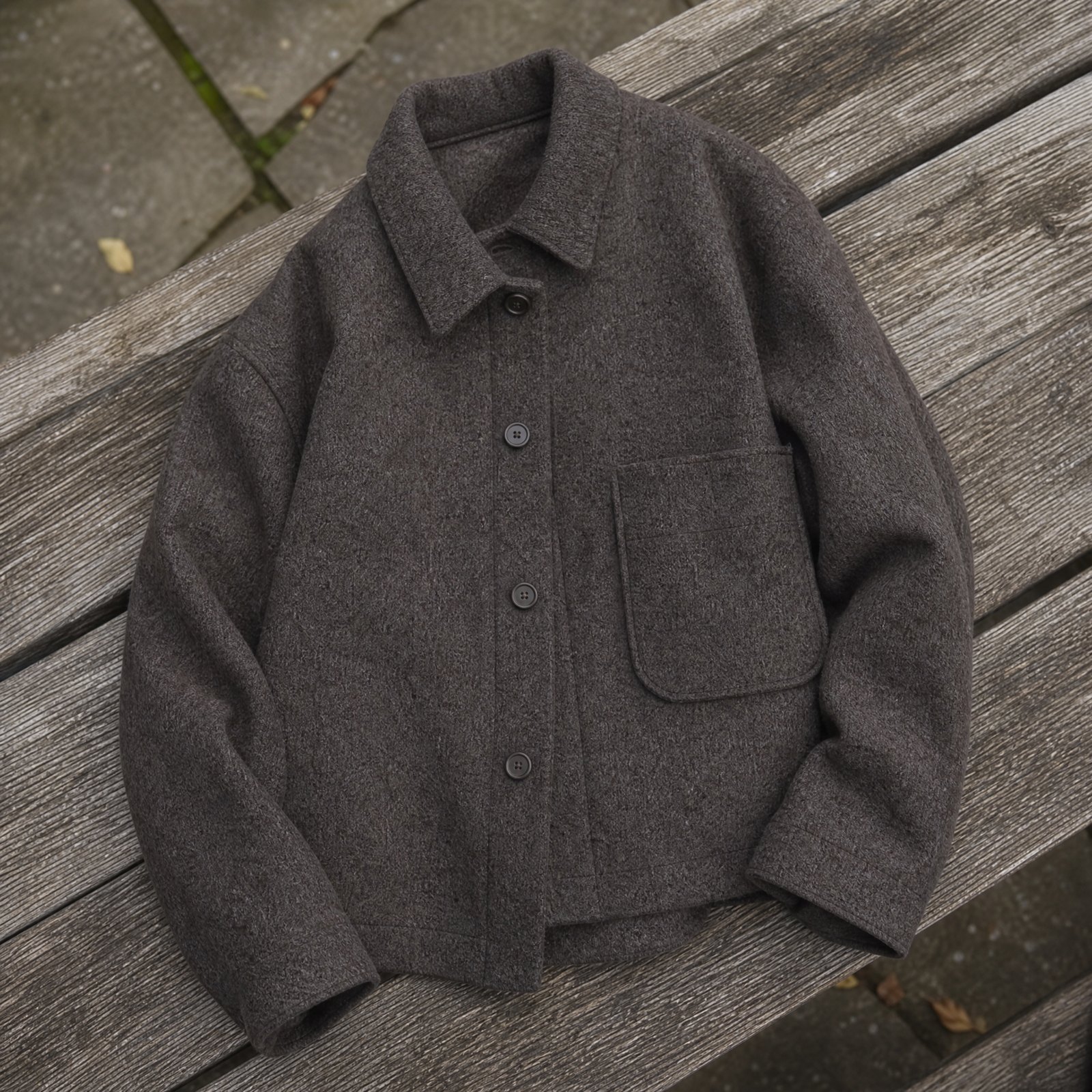 Folded short wool jackets from the MASO range