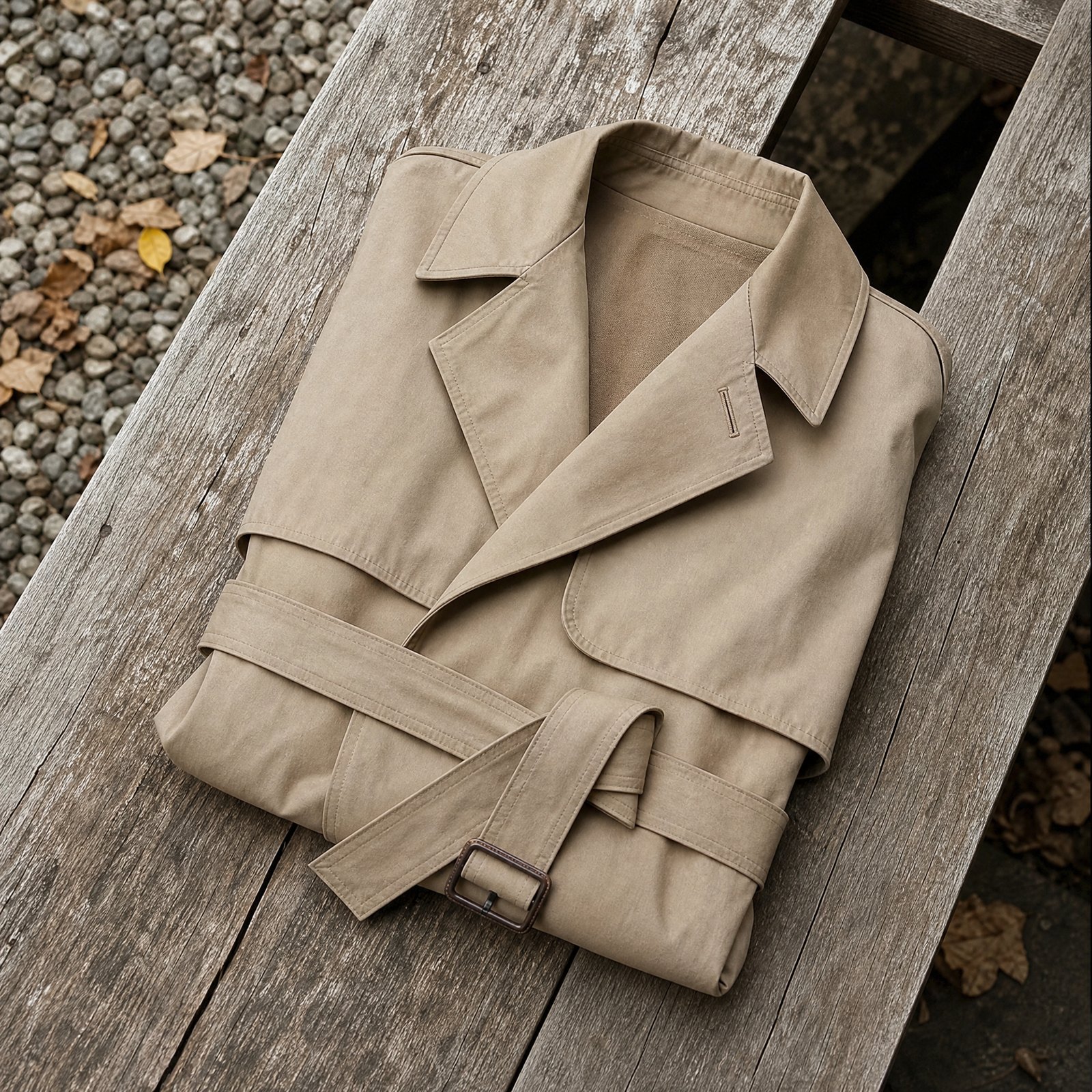 Folded trench coats from the MASO range